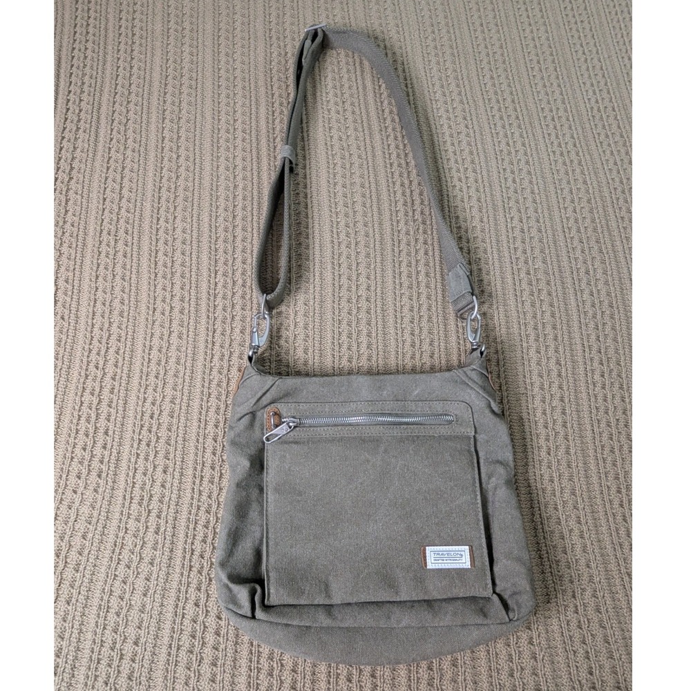 Travelon Heritage Canvas Crossbody Bag Sage Green Travel Messenger Organizer